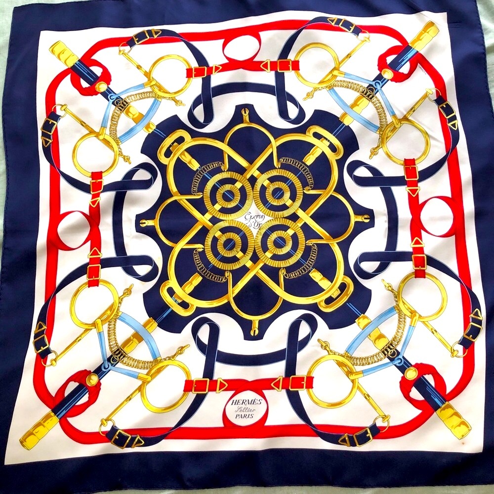 Vintage Hermès printed Silk Scarf 90cm – Eperon d’Or
